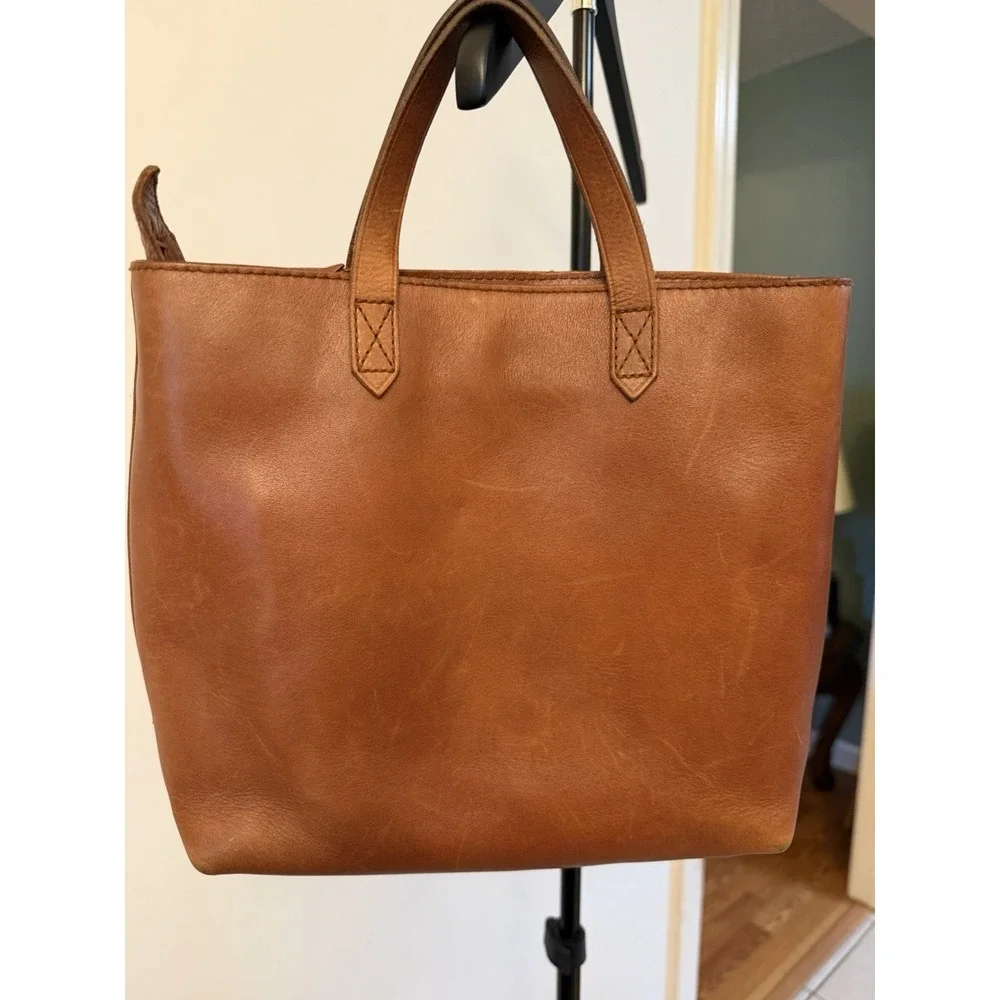 Madewell Leather Medium Size Tote Bag Brown Purse Handbag Basic No Big Strap